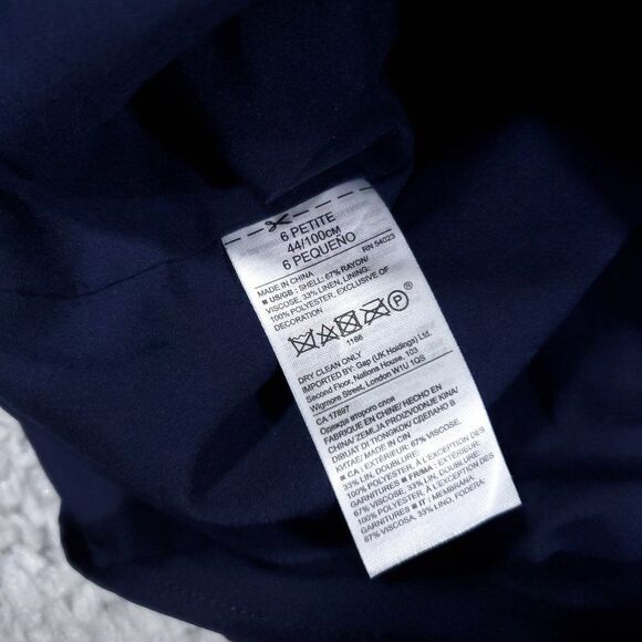 Banana Republic Polka Dot Pencil Skirt Size 6P Petite Navy Blue Linen Blend - Picture 5 of 8